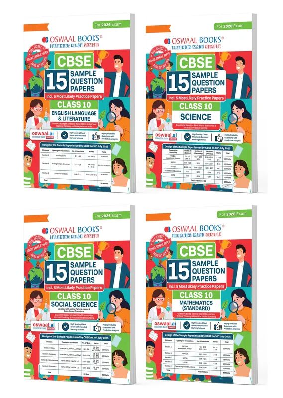 CBSE Sample Question Papers Class 10 English, Science, Social Science & Maths Standard (Set of 4 Books) (For Board Exams 2026)