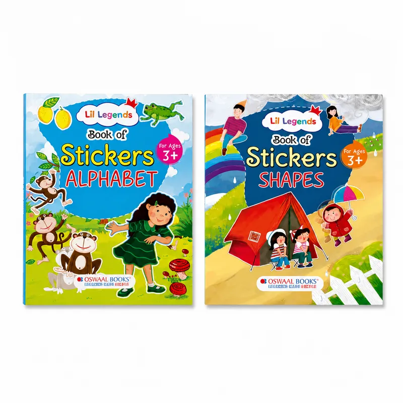 Lil Legends Books of Stickers Shapes and Alphabets | Set of 2 for Kids Age 3+ | Learn ABC and Shapes With Fun Activities | Educational Workbook | For Toddlers/Nursery/LKG