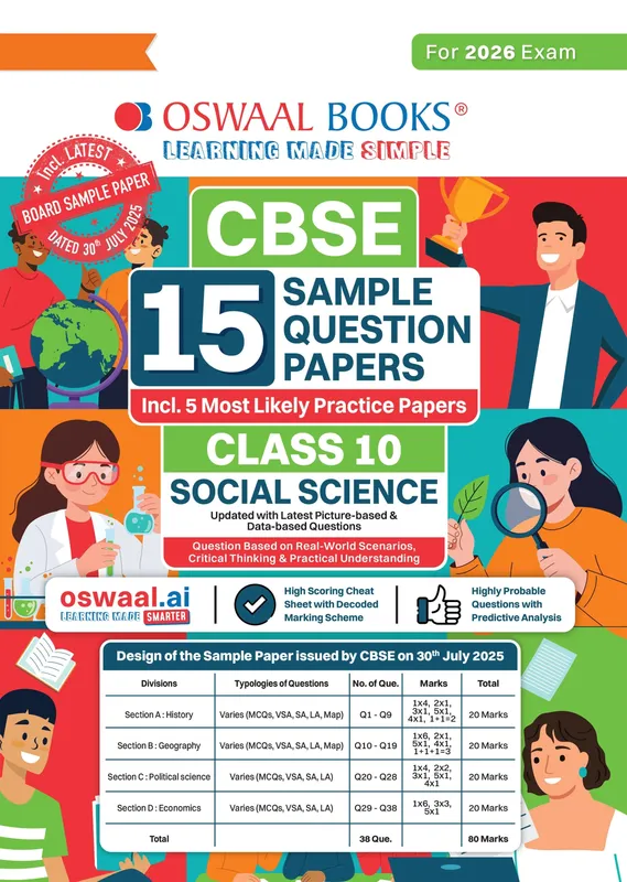 CBSE 15 Sample Question Papers Class 10 Social Science for 2026 Board Exam (As per CBSE Sample Question Paper issued on 30 July 2025), recommended by 2025 CBSE Toppers with Chapter-wise Highly Probable Questions