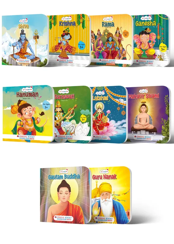 Lil Legends Indian Mythology Story Board Books Set of 10 for Kids Age 3+ Years - Tales of Lord Rama, Krishna, Hanuman, Ganesha, Shiva, Goddess Saraswati, Lakshmi, Buddha, Mahavir & Guru Nanak
