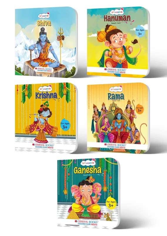 Lil Legends Mythology Board Books Set of 5 for Kids Age 3+ Years - Tales of Lord Shiva, Hanuman, Krishna, Rama & Ganesha | Illustrated Short Bedtime Stories | Hindu Mythology Picture Books