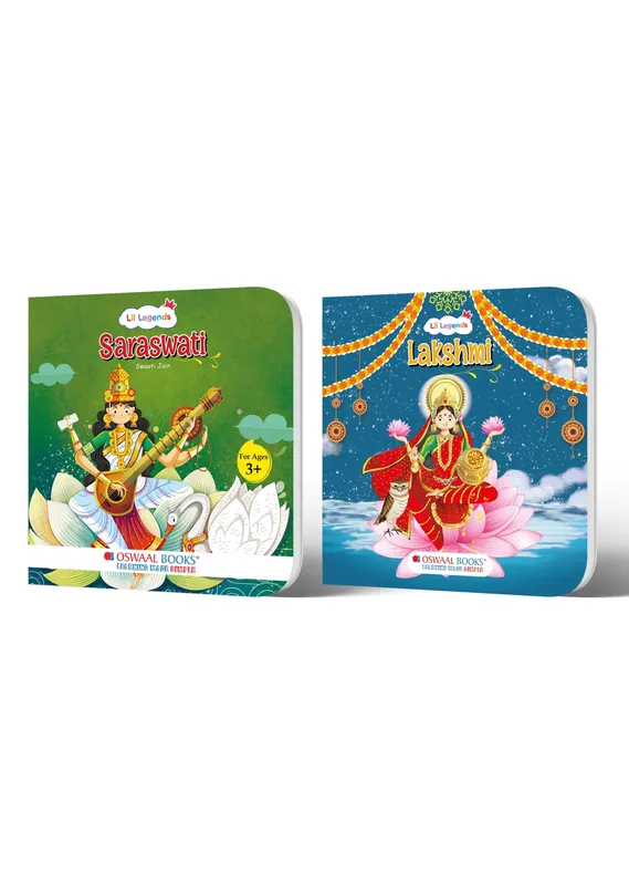 Lil Legends Mythology Board Book Set of 2 for Kids Age 3+ Years - Enchanting Tales of Goddess Lakshmi & Goddess Saraswati | Illustrated Short Bedtime Stories | Hindu Mythology Picture Books