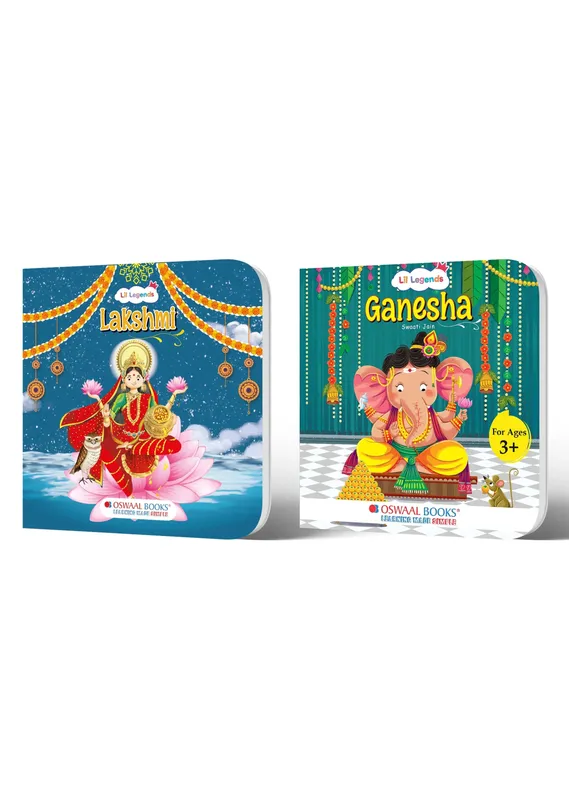 Lil Legends Mythology Board Books Set of 2 for Kids Age 3+ Years - Enchanting Tales of Goddess Lakshmi and Lord Ganesha | Illustrated Short Bedtime Stories