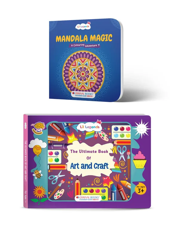 Lil Legends Mandala Magic and The Ultimate Book of Art and Craft - Creative Colouring and DIY Books | Set of 2 for Kids | Activity Books to Boost Focus and Creativity | Age 3+