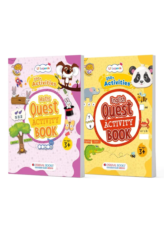 Lil Legends 250+ Activities Set of 2 Books For Kids Age 3+ | Maths and English Quest | 500+ Fun Exercises | Numbers, Counting, Alphabets and Reading Skills | For Nursery/LKG/UKG