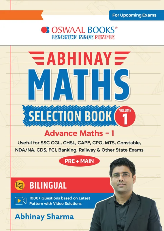 Abhinay Maths Selection Book-Vol. 1 Bilingual Workbook for SSC CGL, CHSL, CAPF & All Govt Exams Concept Based Qs with Video Solutions | Geometry, Mensuration, Coordinate Geometry (For Latest Exam)