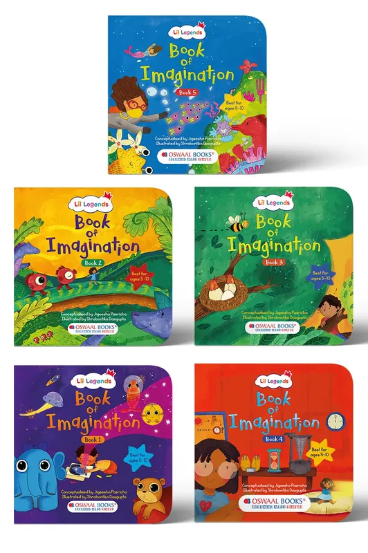 Lil Legends Book of Imagination Set for Kids | Set of 5 Books | Parts 1 to 5 | Creative Thinking & Visual Learning Activity Books | Drawing, Doodling & Colouring | Age 5-10 Years