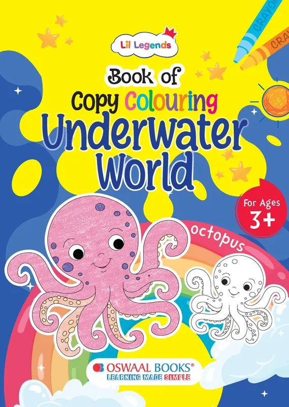 Lil Legends Book of Copy Colouring for Kids | Underwater World Theme | Fun Colouring Activity Book | Creativity, Colour Recognition & Fine Motor Skills | Age 3+ Years