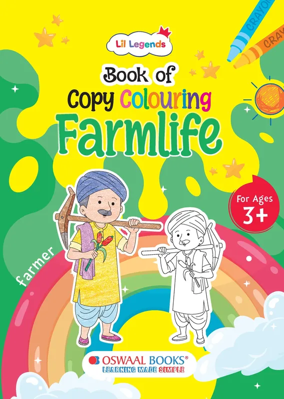 Lil Legends Book of Copy Colouring for Kids | Farmlife Theme | Fun Colouring Activity Book | Creativity, Colour Recognition & Fine Motor Skills | Age 3+ Years