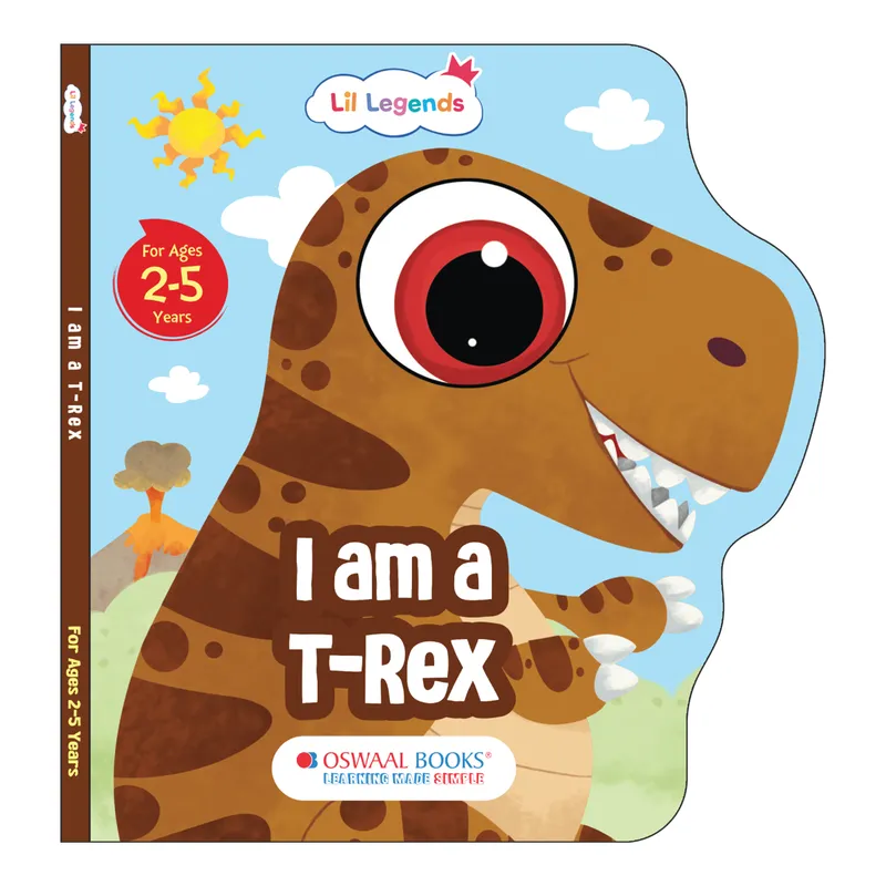 Lil Legends Dino Shaped Board Book for Kids | I am a T-Rex | Illustrated Dinosaur Story Book | Early Learning Picture Book | Age 2+ Years | Board Book | Durable