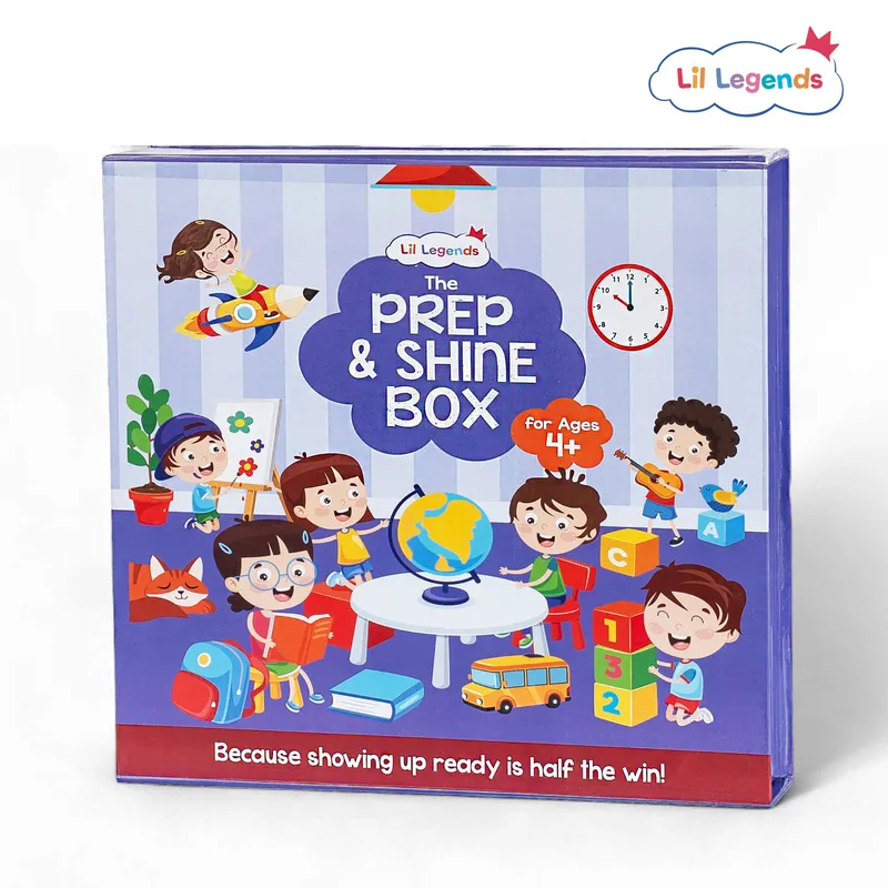 Lil Legends Prep and Shine Box for Kids | 7-in-1 Early Learning Kit | Gift Box Set | Tracing, Vocabulary, Phonics and Fun Activities + Stationery Kit | School Readiness Gift Set | Age 4+