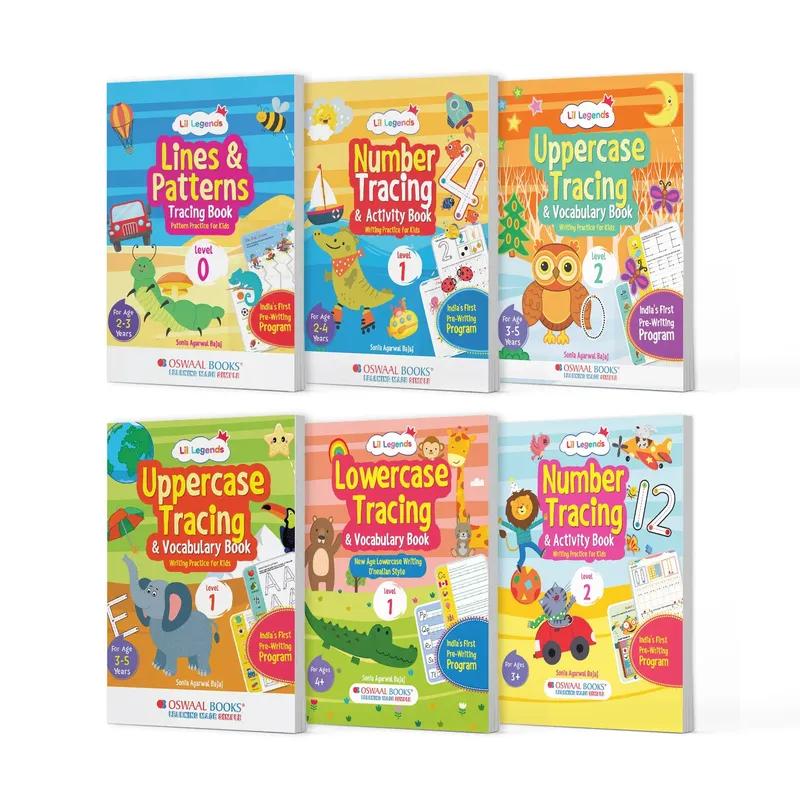 Lil Legends Writing Practice Book Set for Kids | Set of 6 Books | Tracing, Lines, Numbers, Uppercase & Lowercase Alphabets, Pencil Control & Vocabulary | Age 2-5 Years