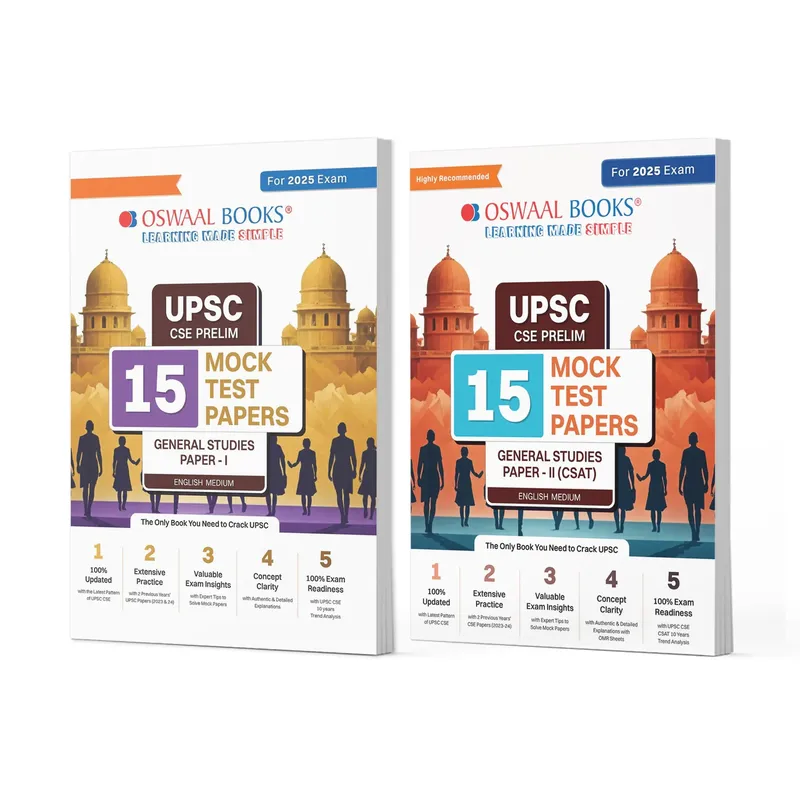 UPSC CSE Prelims 15 Mock Test Papers | Paper 1 & 2 | Set of 2 Books | for 2025