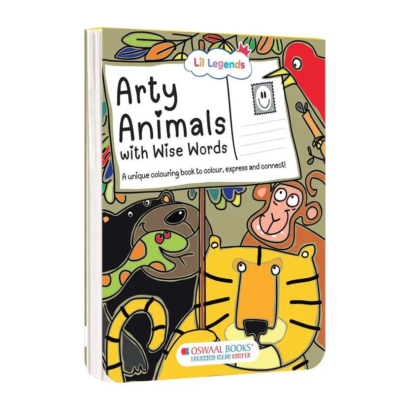 Lil Legends Arty Animals Fun Colouring Book for Kids | 35+ Perforated Tear-Out Animal Themed Postcards to Colour and Share | Boosts Focus, Colour Recognition and Creativity | Age 3+