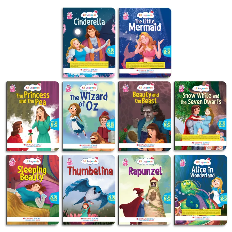 Lil Legends Set of 10 Fairy Tales Gift Box Set for Kids | Cinderella, Snow White, Thumbelina, Little Red Riding Hood and More | Bedtime Picture Stories | Age 2+