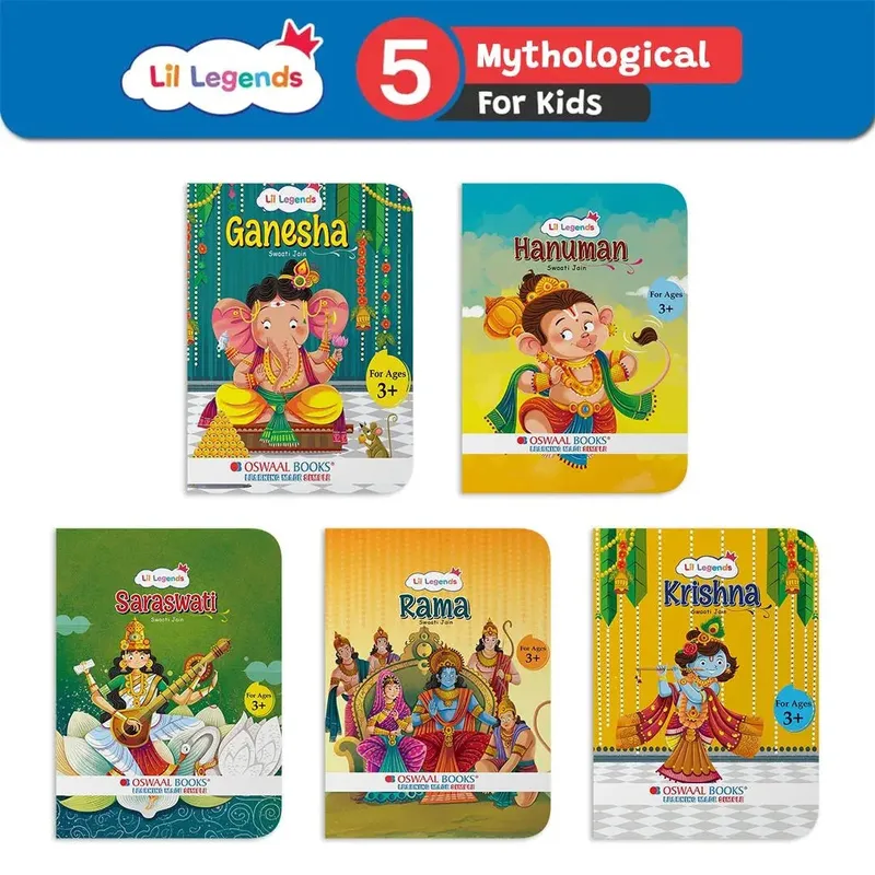 Lil Legends My First Collection of Mythological Tales of Hindu Gods & Goddesses - Set of 5 Board Books for Kids Age 3+ Years | Lord Ganesha, Hanuman, Krishna, Rama & Goddess Saraswati