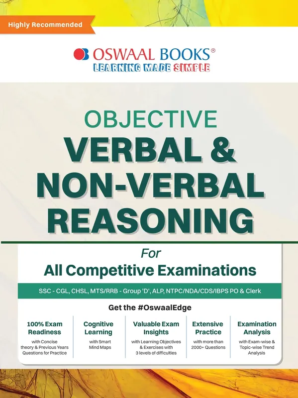 RRB Objective Verbal & Non-Verbal, Reasoning Chapter-wise & Topic-wise for All Competitive Examination | A Complete Book to Master Reasoning | For Latest Exams