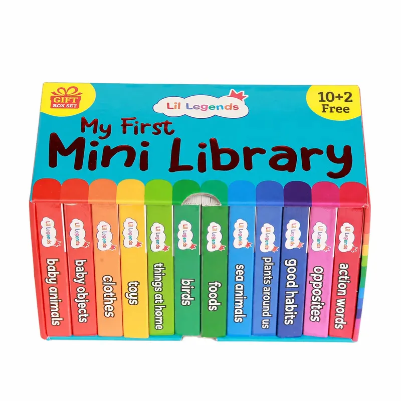 Lil Legends Mini Library Vol 2 | Early Learning Board Books Box Set for Kids | (10 + 2 Extra) 12 Books | Baby Animals, Foods, Clothes, Good Habits, Opposites and More | Age 0-4