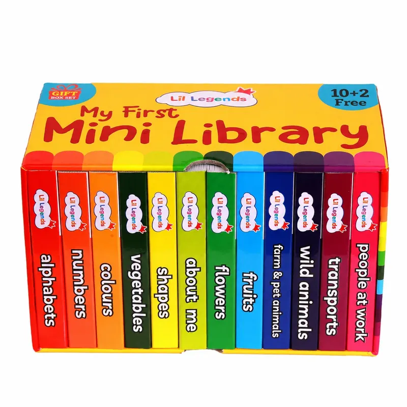 Lil Legends Mini Library Vol 1 | Early Learning Board Books Box Set for Kids | (10 + 2 Extra) 12 Books | Alphabet, Numbers, Colours, Shapes, Animals, Fruits and More | Ages 0-4