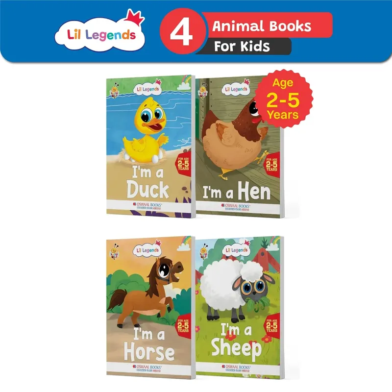 Lil Legends Know Me Series for Kids | Set of 4 Farm Animal Books | DUCK, HEN, HORSE and SHEEP | Illustrated Picture Books | Age 2+ Years | Early Learning | Reading Fun | Paperback