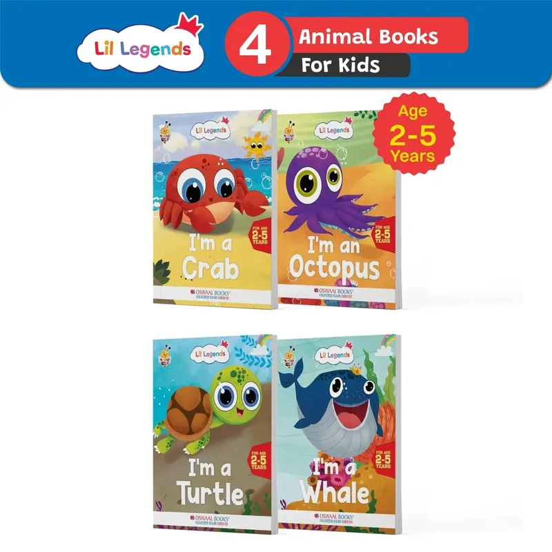 Lil Legends Know Me Series for Kids | Set of 4 Sea Animal Books | Crab, Octopus, Turtle & Whale | Illustrated Picture Books | Age 2+ Years | Early Learning | Reading Fun | Paperback