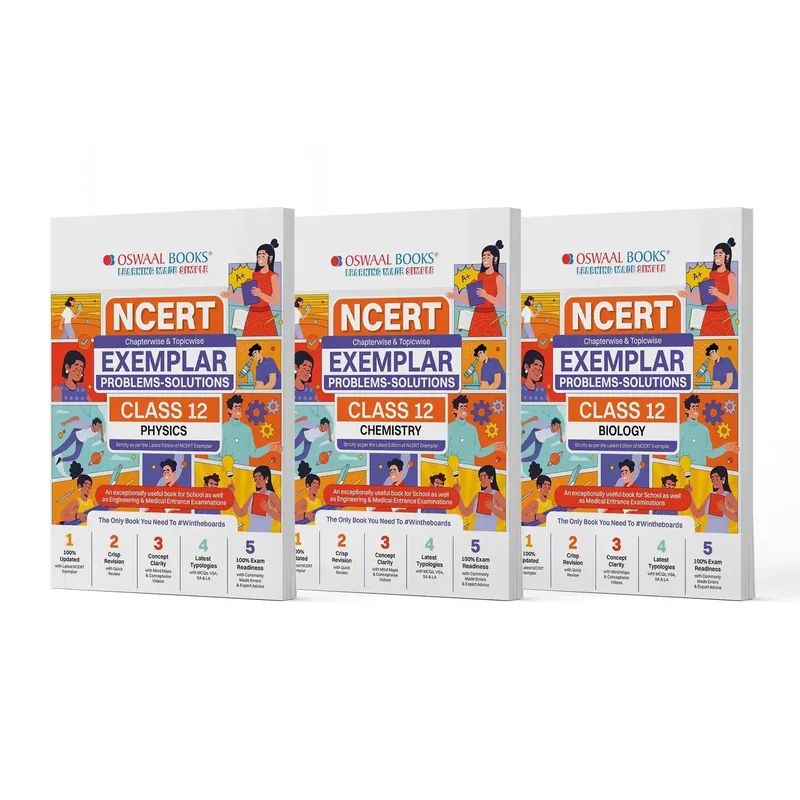 CBSE Class 12 NCERT Exemplar (Problems - Solutions) Class 12 Physics, Chemistry and Biology (Set of 3 Books) For Upcoming Board Exam