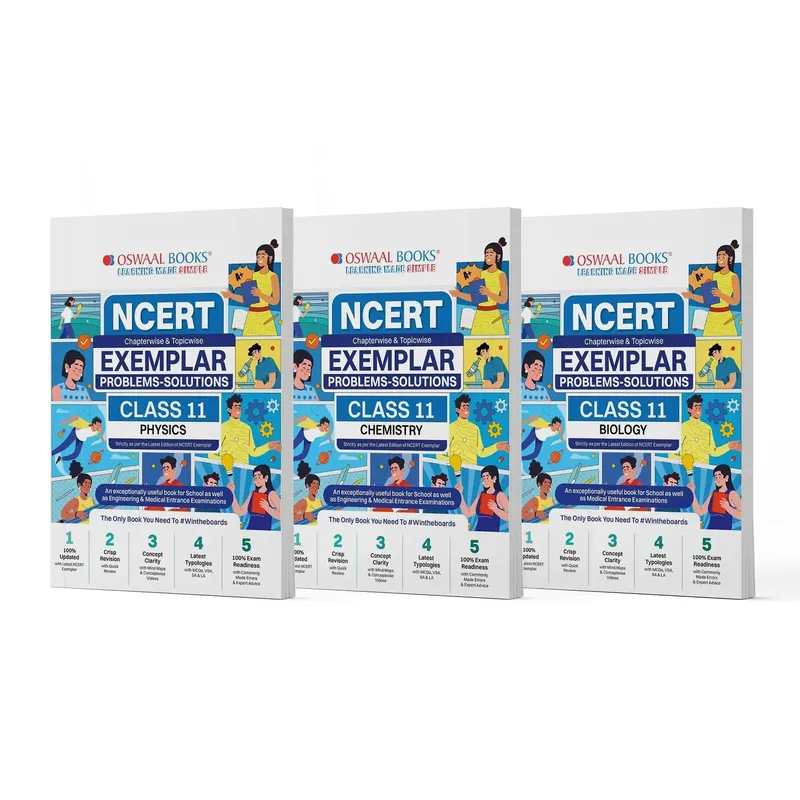 CBSE Class 11 NCERT Exemplar (Problems - Solutions) Class 11 Physics, Chemistry and Biology (Set of 3 Books) For Upcoming Exam