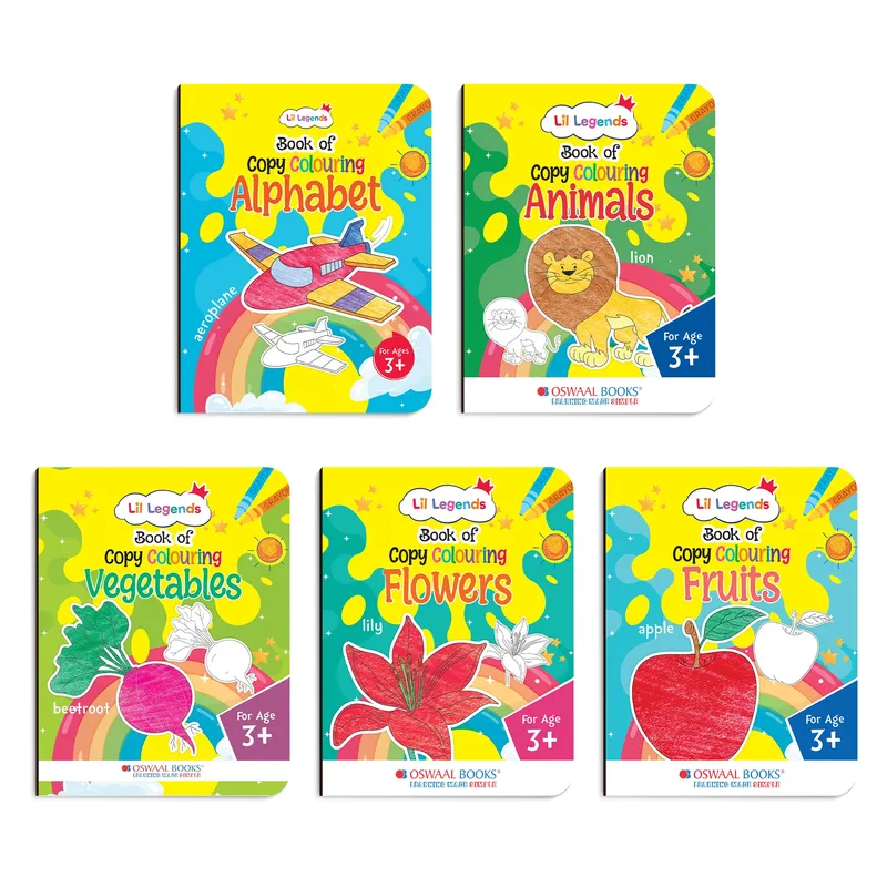 Lil Legends Books of Copy Colouring Set of 5 Books for Kids | Animals, Alphabets, Vegetables, Flowers and Fruits | Fun Activities and Vocabulary Booster for Kids | For LKG/UKG | Age 3+