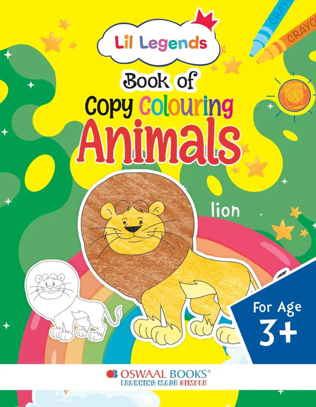 Lil Legends Book Of Copy Colouring Animals for Kids | Fun Activity Book to Boost Focus, Vocabulary and Creativity | For Nursery/LKG/UKG | Age 3+