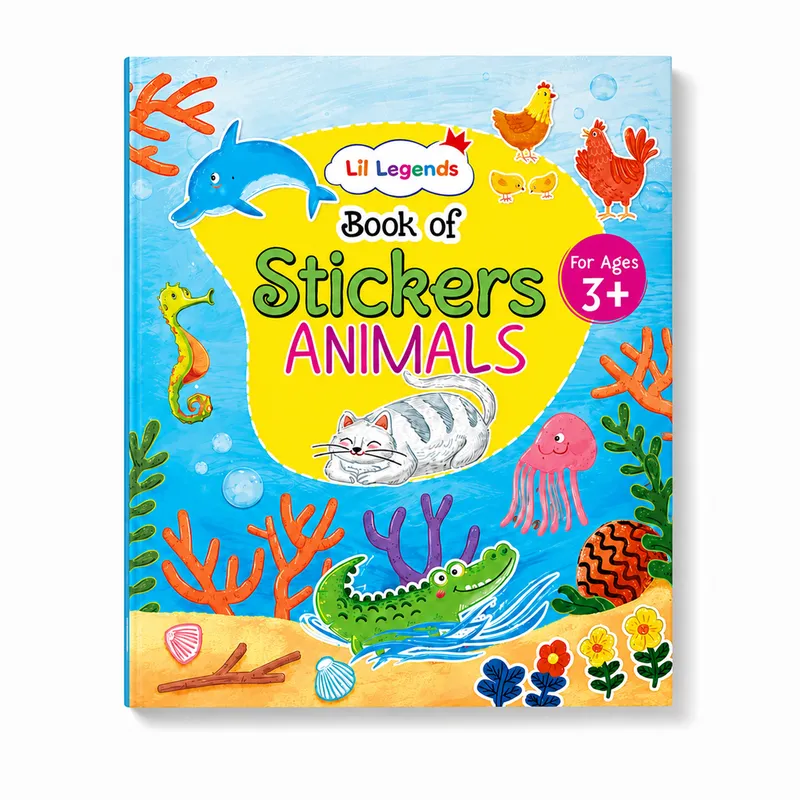 Lil Legends Book Of Stickers Animals for Age 3+ | Learn Animal Names with Fun Sticker Activities | Early Learning Educational Workbook | For Toddlers/Preschoolers/Nursery/LKG