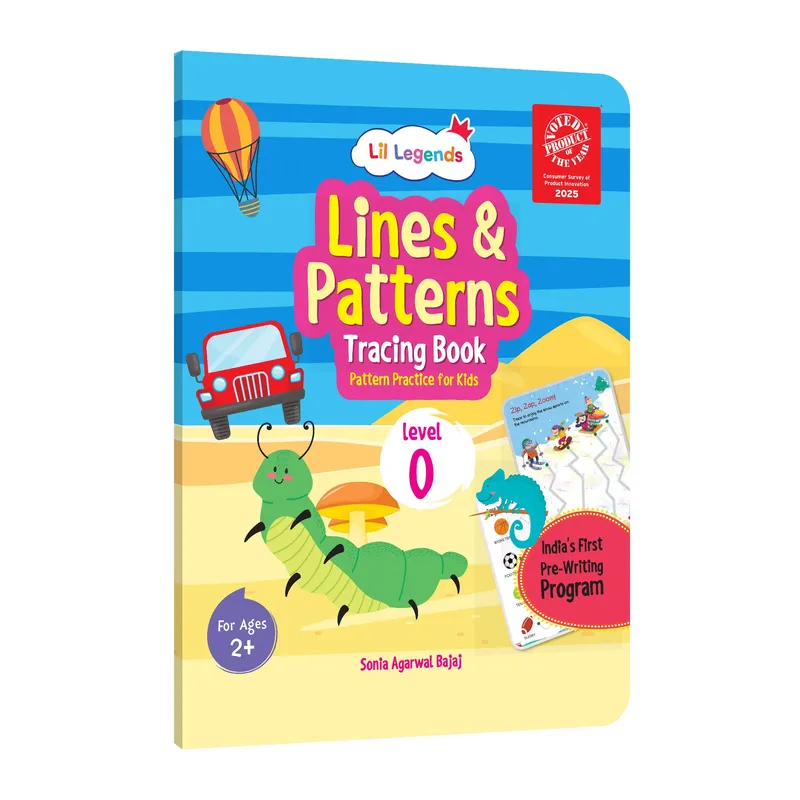 Lil Legends Writing Book Lines and Patterns Tracing Book Level 0 for Kids | India's First Pre-Writing Program | Pencil Control and Activity Book | For Nursery/LKG/UKG | Age 2-3