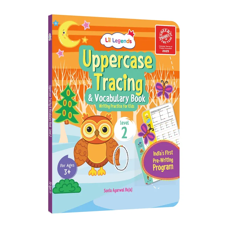 Lil Legends Writing Books Uppercase Tracing and Vocabulary Book Level 2 for Kids | India's First Pre-writing Program | Workbook With Smart Dot Guidance | For Nursery/LKG/UKG | Age 3-5