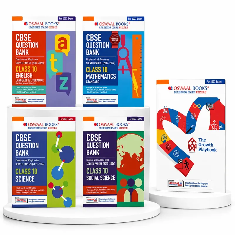 The Growth Playbook Student Journal & CBSE Class 10 Question Bank Set of 5 | English, Maths, Science & Social Science | Academic Planner, Goal Setting, Revision & Pomodoro | 2027 Exam