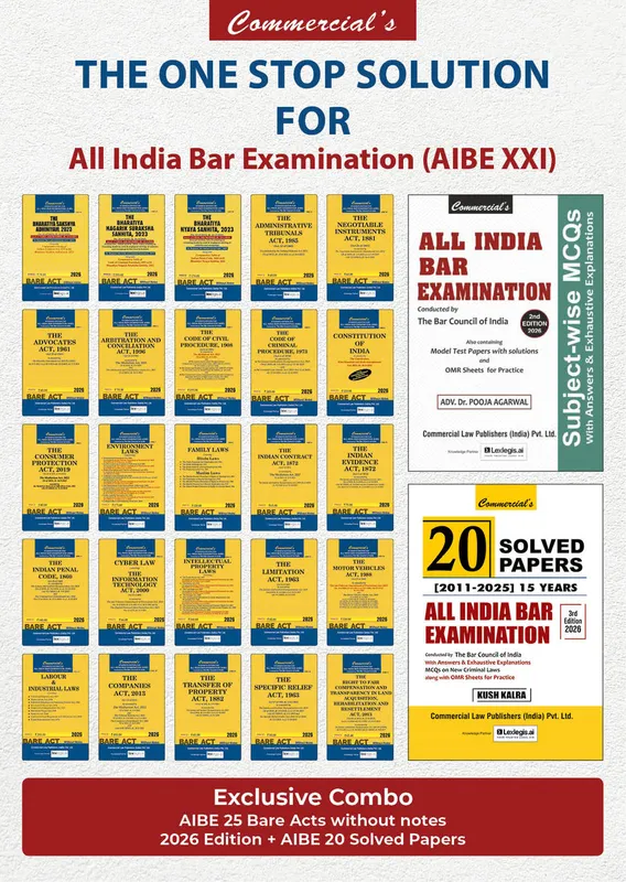 EXCLUSIVE COMBO - One stop Solution to AIBE XXI (25 Bare Acts + Solved papers+ MCQs)