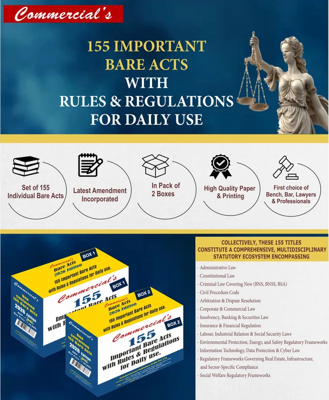 Commercial's 155 Important Bare Acts With Rule & Regulations for Daily use