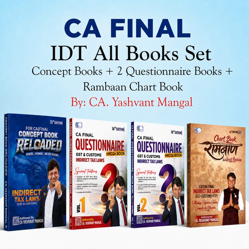 CA Final IDT All Books Set - Colorful Concept Book + Questionnaire & MCQs Book + Raambaan Chart Book - May 27 & Onwards