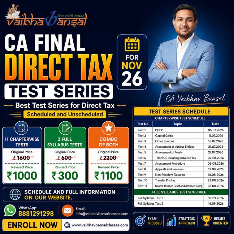 CA Final Direct Tax Test Series Nov 26