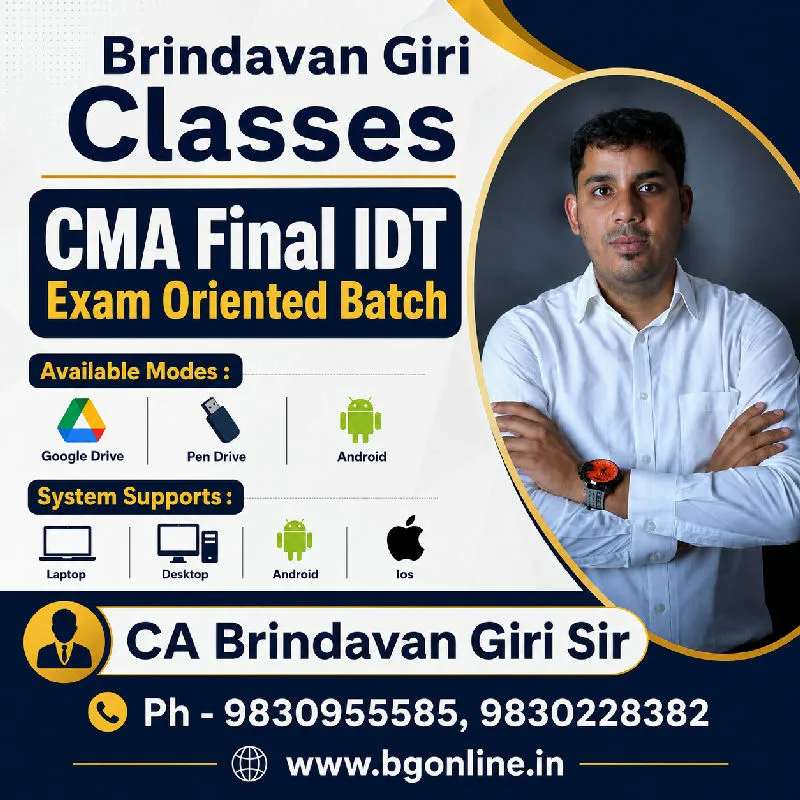 CMA Final IDT (Exam Oriented Fast Track batch) for Dec26 Exams