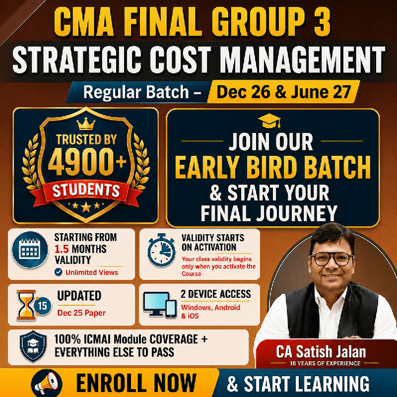 CMA Final Strategic Cost Management by CA Satish Jalan