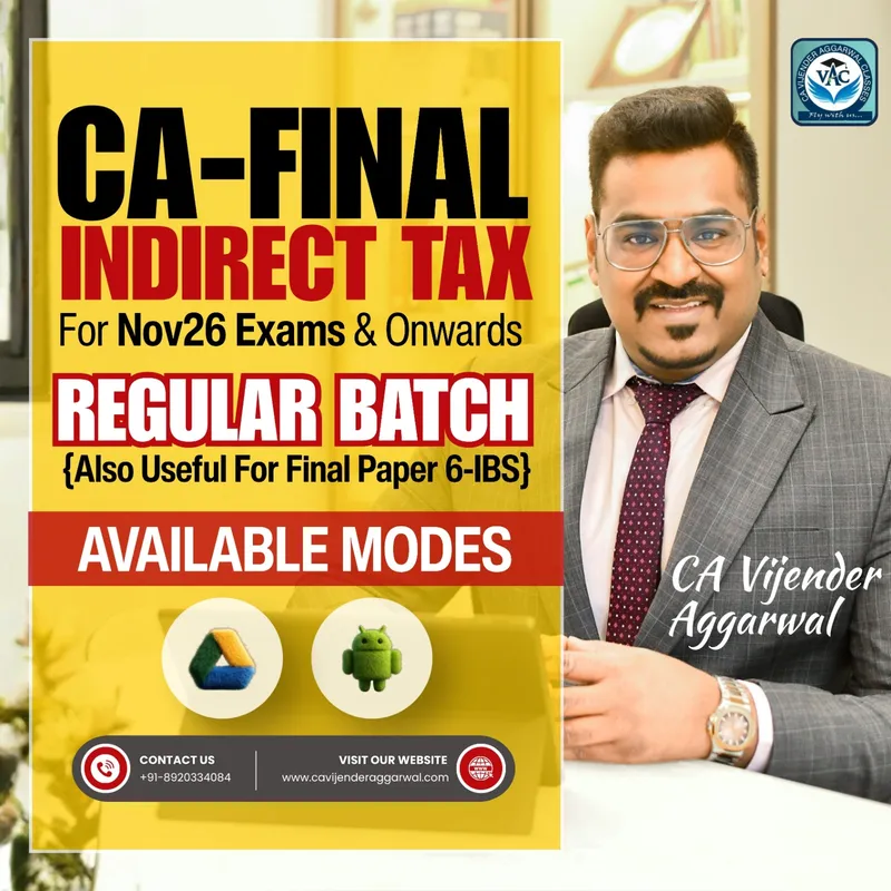 CA Final Indirect Tax Laws by CA Vijender Aggarwal