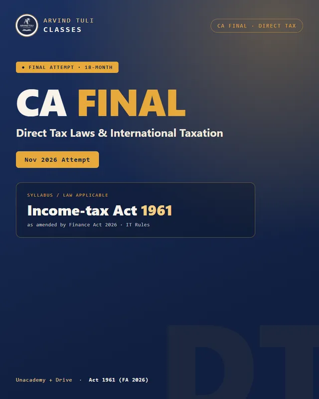 CA Final Taxation (DT & Intl Tax) — CA Arvind Tuli