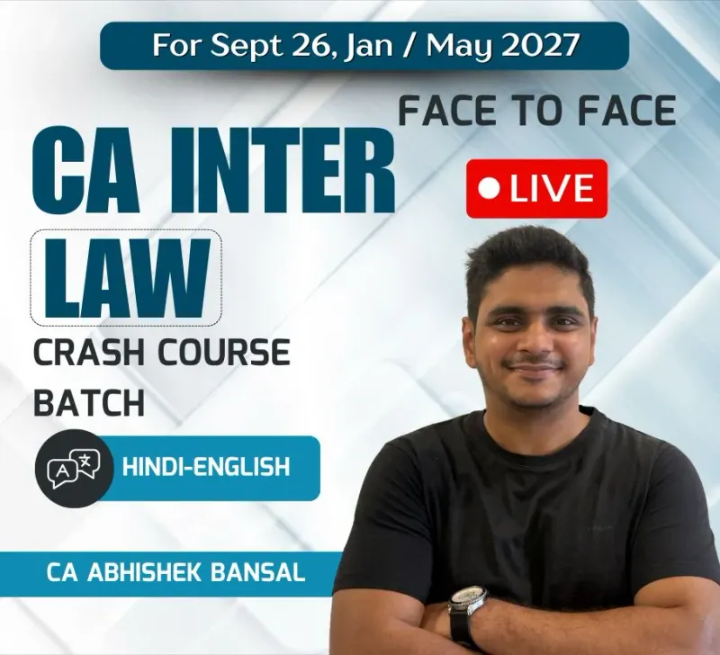 CA Inter Law Hindi English Crash Course Face To Face Recorded Batch For Sept 26 Jan 27 May 27