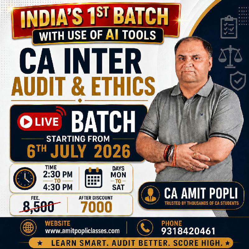 CA Inter-Group-2 Audit & Ethics Regular Batch (Live@Home) For Jan 27 & Onwards Exams