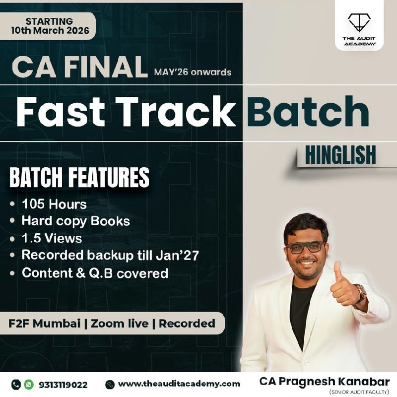 CA Final Audit Fast Track Hinglish F2F + Zoom Live + Recorded