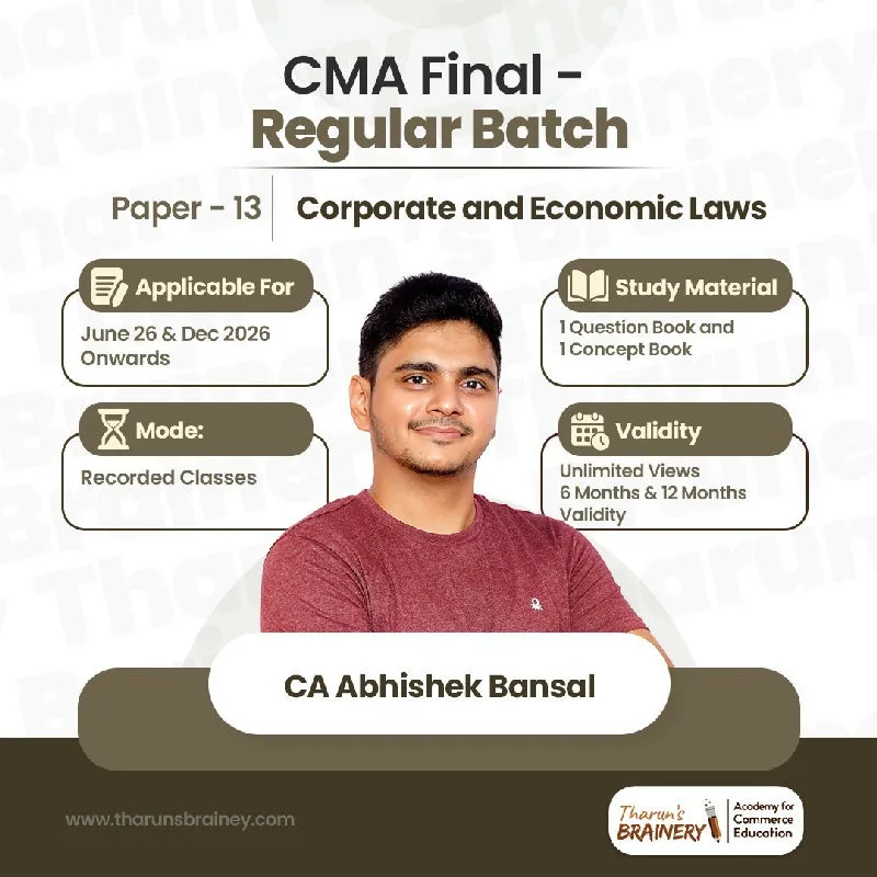 CMA Final – Paper 13: Corporate and Economic Laws | Regular Batch