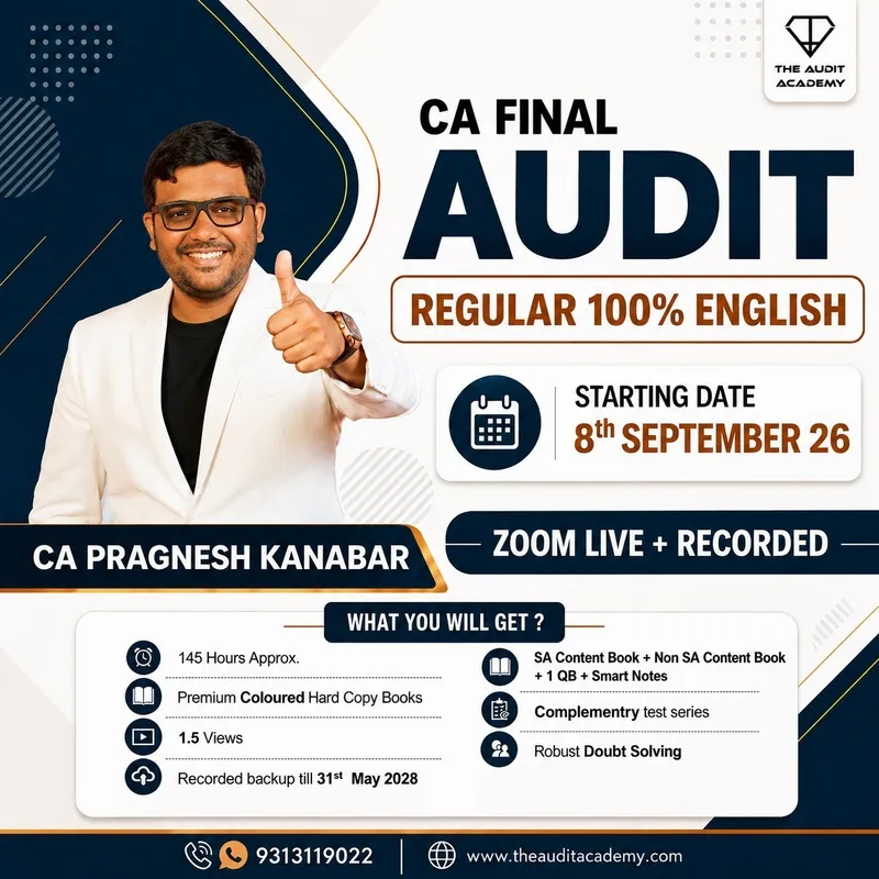 CA Final Audit Regular 100% English Zoom live+Rec